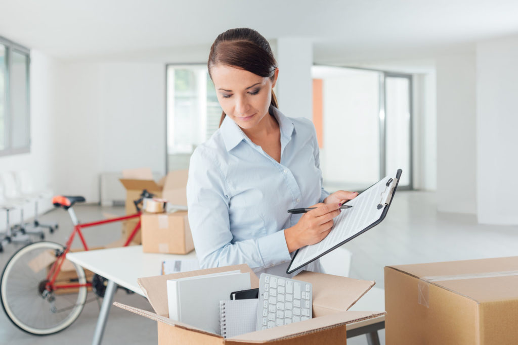 Woman packing office