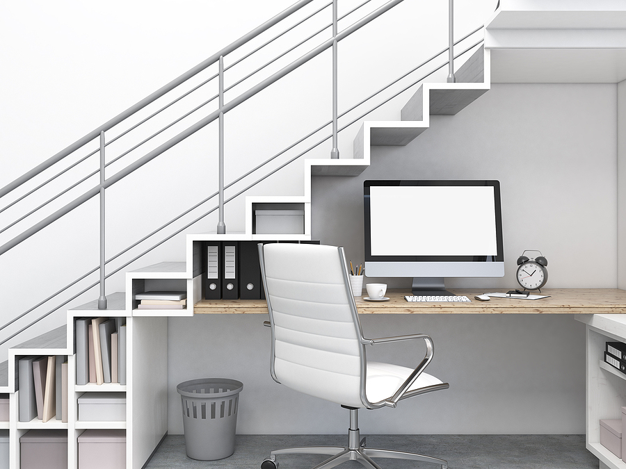 workplace under stairs