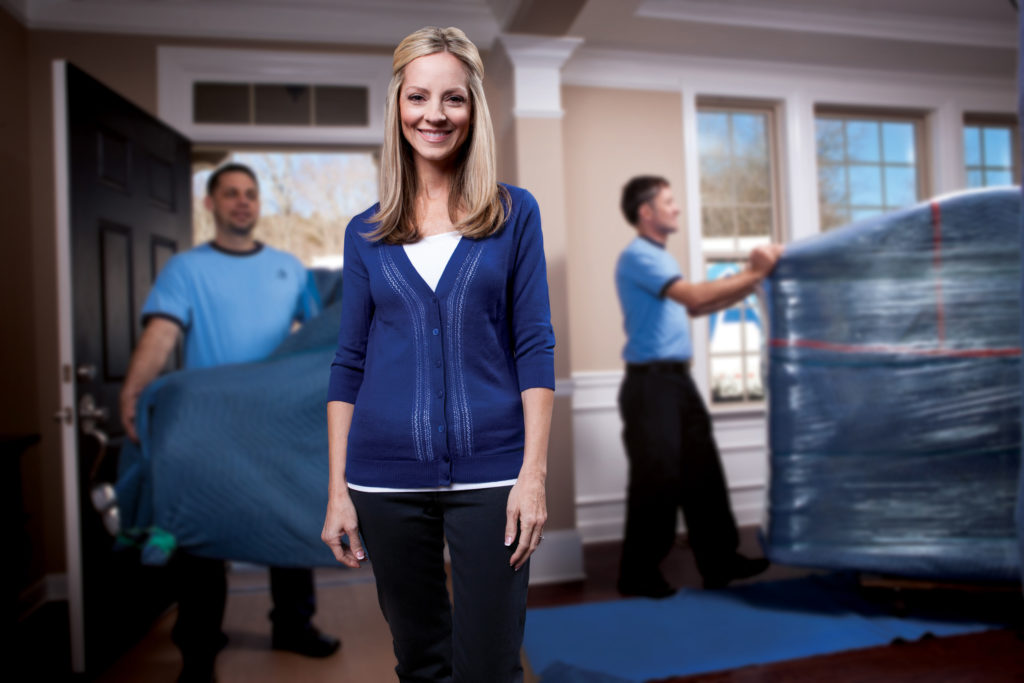 Professional movers with customer